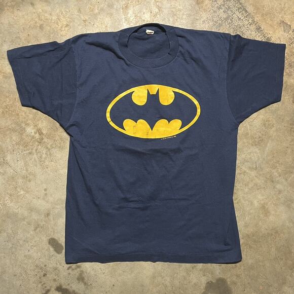 Vintage 80s Batman DC Comics Navy Shirt - Picture 1 of 3